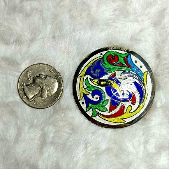 Vintage Tara Ware Ltd. Sterling Enamel Celtic Guilloche Brooch - Picture 4 of 5